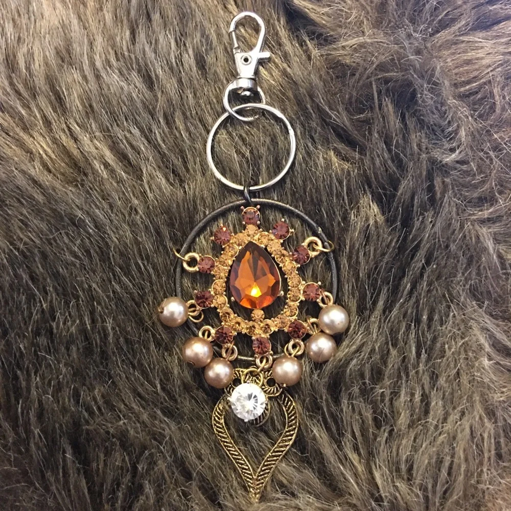 Vintage repurpose salvaged estate gem keychain